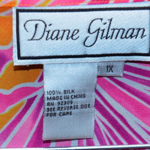 NWT Diane Gilman Silk Embellished Button-up Top 1X - Picture 4 of 7